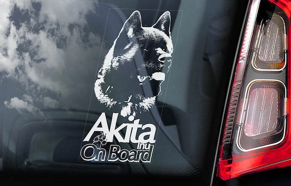 Akita on Board - Car Window Sticker - American Inu Ken Sign Decal -V04