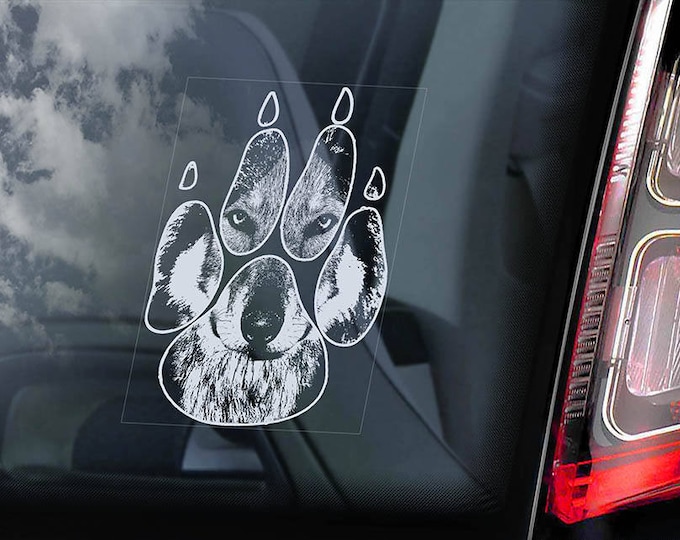 Czechoslovakian Wolfdog - Car Window Sticker - Paw Print Vlcak Cane Lupo Cecoslovacco Sign Decal - V11