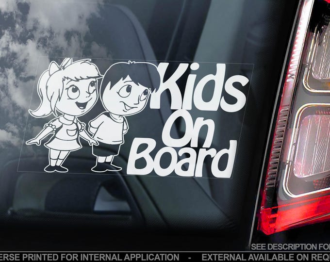 Personalised Kids on Board Sticker - CUSTOM NAME/TEXT - Car Window Decal Brother Sister Twins Children Bumper Design
