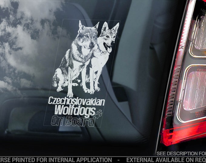 Czechoslovakian Wolfdogs on Board - Car Window Sticker - Vlcak Cane Lupo Cecoslovacco Sign Decal - V18