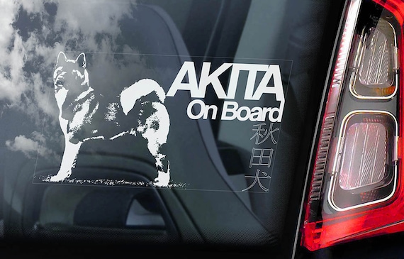 Akita on Board - Car Window Sticker - American Inu Ken Sign Decal -V03