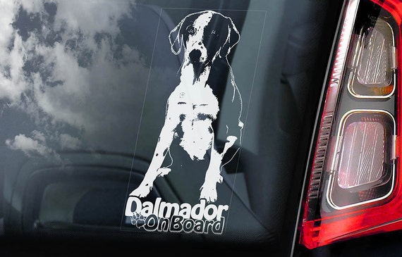 Dalmador on Board - Car Window Sticker - Cross Breed Carriage Leopard Dog Sign Gift Decal - V01