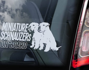 Zwergschnauzer an Bord - Auto-Fenster-Aufkleber - Zwergschnauzer Schnauzer Hund Zeichen Aufkleber - V09
