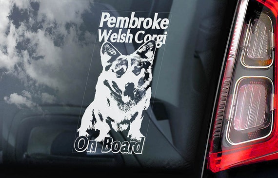 Pembroke Welsh Corgi on Board - Car Window Sticker - PWC Dog Sign Art Decal - V01