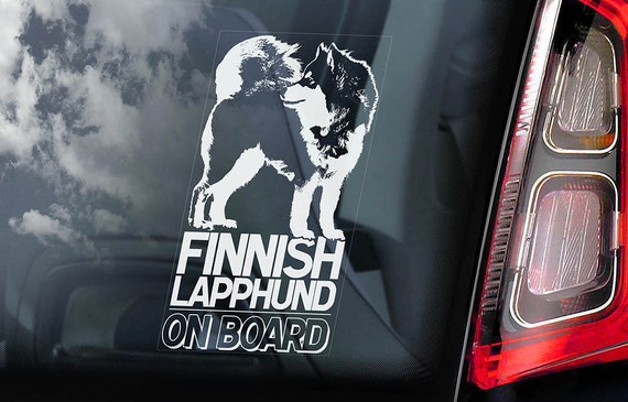 Finnish Lapphund on Board - Car Window Sticker - Lapinkoira Dog Sign Gift Decal - V01