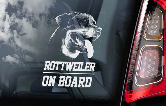 Rottweiler on Board - Car Window Sticker - Rottie Dog Sign Decal -V01