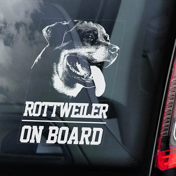 Rottweiler à bord - voiture fenêtre - Rottie chien signe d’autocollant-V01