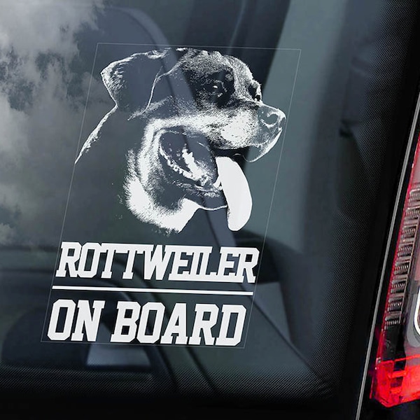 Rottweiler à bord - voiture fenêtre - Rottie chien signe d’autocollant-V01