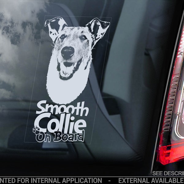Smooth Collie - Car Window Sticker - Dog Sign Decal Sign Art Gift - V03