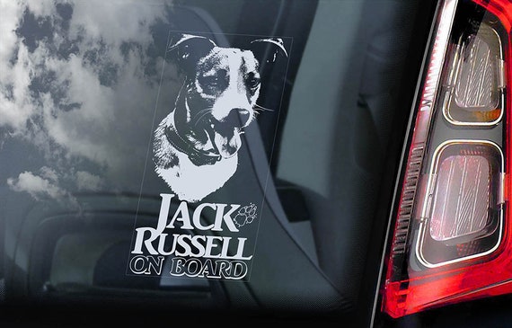 Jack Russell on Board  - Car Window Sticker - Russel Terrier JRT Dog Sign Decal - V07