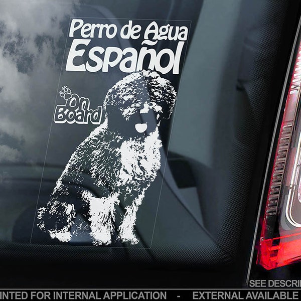 Perro de Agua Español on Board - Car Window Sticker - Espanol Spanish Water Dog Sign Decal - V01