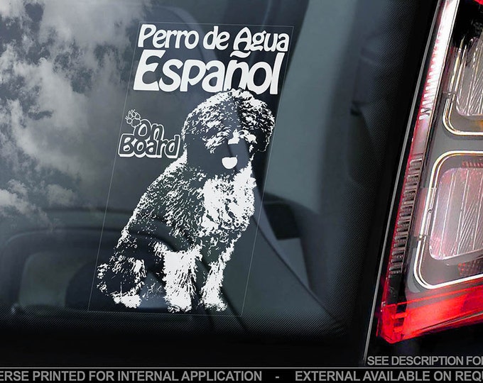 Perro de Agua Español on Board - Car Window Sticker - Espanol Spanish Water Dog Sign Decal - V01
