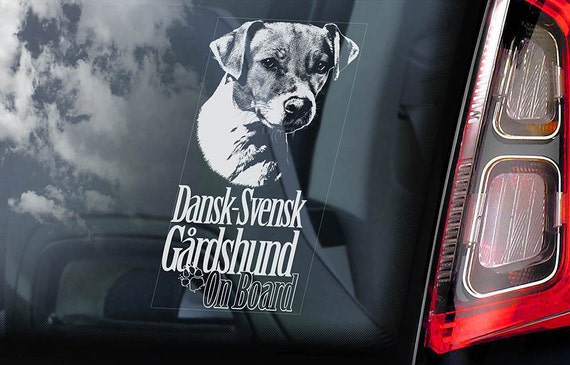 Dansk-Svensk Gårdshund on Board - Car Window Sticker - Danish Swedish Farmdog Dog Sign Gift Decal - V01
