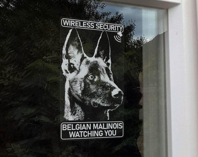 BELGIAN MALINOIS Wireless Security, Window Sticker - Warning Home Security K9 Dog Unit Anti Theft Sign Car Van Decal - V34
