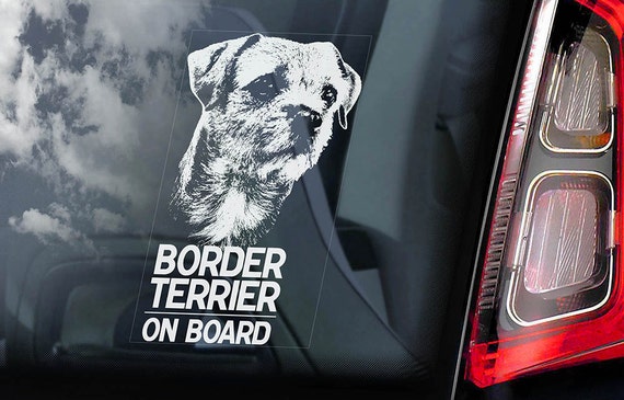 Border Terrier on Board - Car Window Sticker - Dog Sign Decal - V01