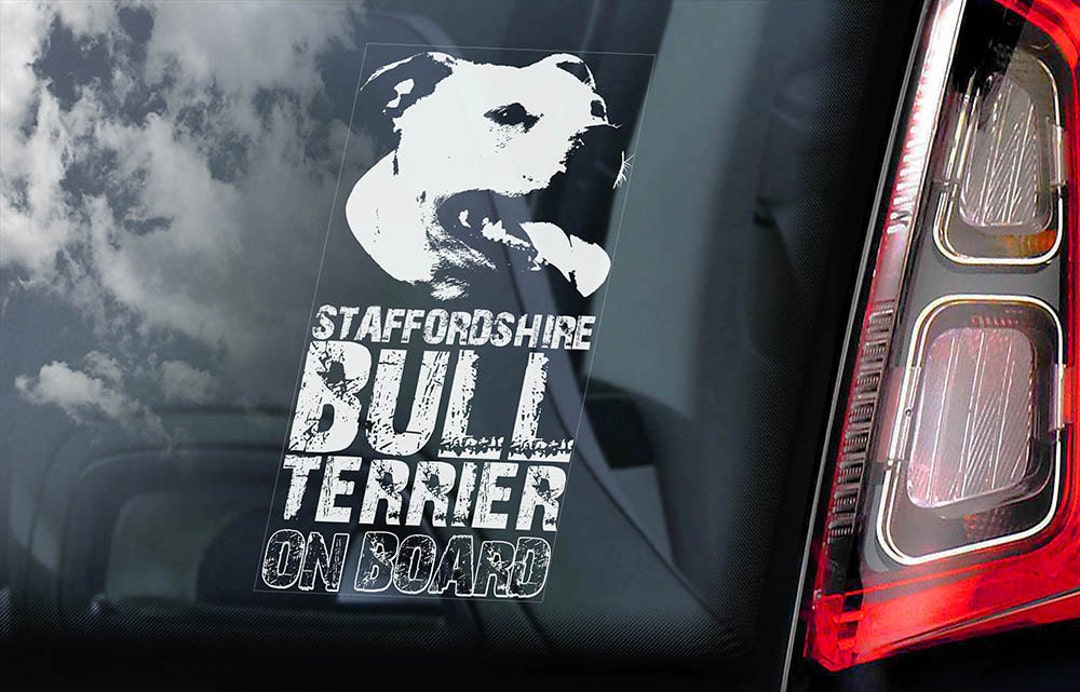 Staffordshire Bull Terrier Car Sticker – 'On Board' Window Decal – 220x100mm
