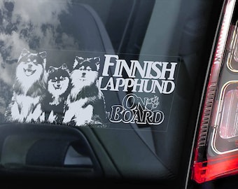 Finnish Lapphund on Board - Car Window Sticker - Lapinkoira Dog Sign Gift Decal - V02