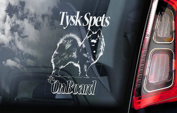 Tysk Spets on Board - Car Window Sticker - German Spitz Dog Sign Decal Art Gift - V01