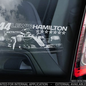 LEWIS HAMILTON #44 Car Sticker, Formula One F1 Window Decal Sign Gift Idea - V06