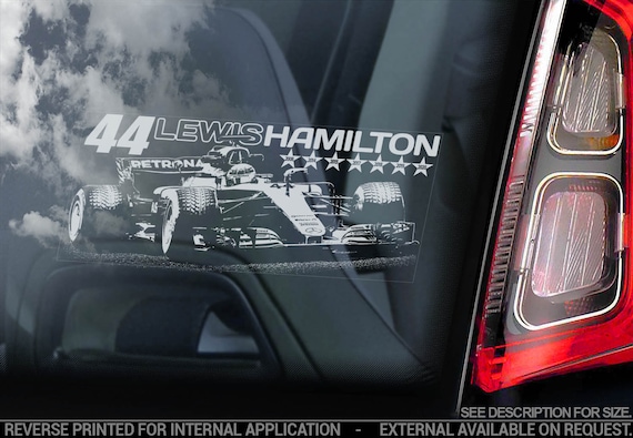 LEWIS HAMILTON #44 Car Sticker, Formula One F1 Window Decal Sign Gift Idea - V06