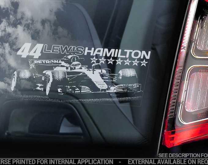 LEWIS HAMILTON #44 Car Sticker, Formula One F1 Window Decal Sign Gift Idea - V06