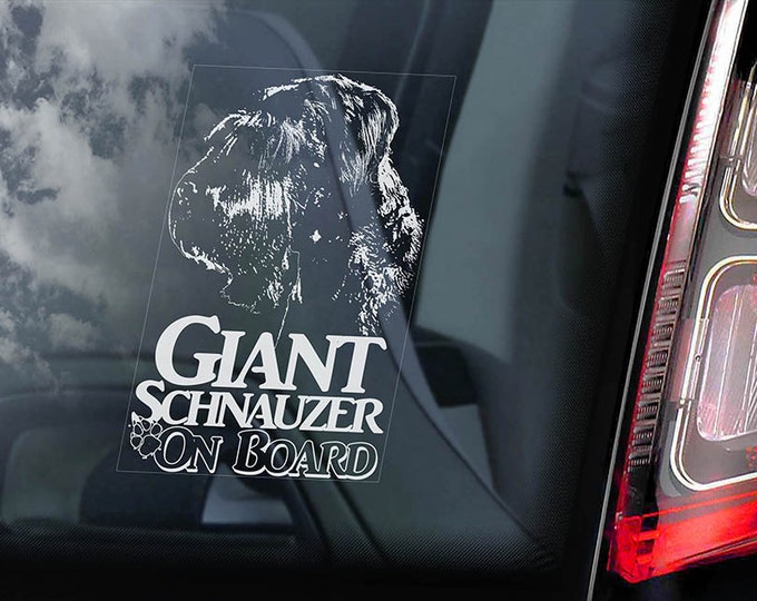 Giant Schnauzer on Board - Car Window Sticker - Russian Bear Dog Sign Munich Decal -V03