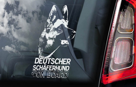 Deutscher Schäferhund on Board - Car Window Sticker - German Shepherd Alsatian Dog Sign Gift Decal - V01