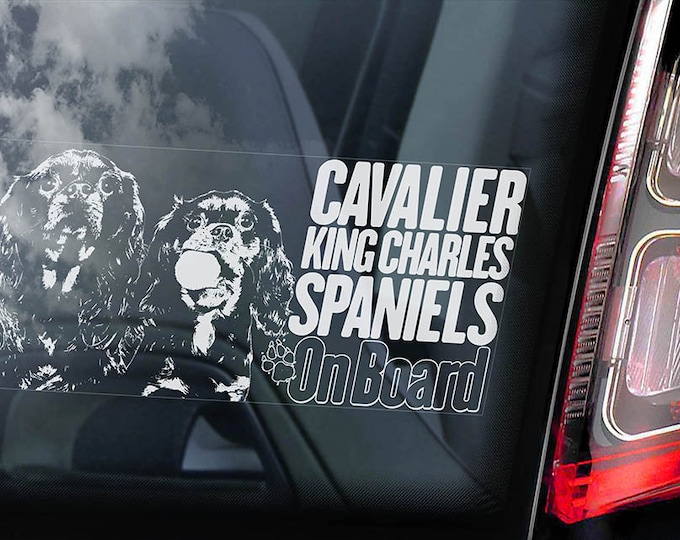 Cavalier King Charles Spaniel - Car Window Sticker - Dog on Board Sign Decal - V04