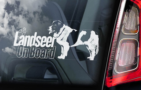 Landseer on Board - Car Window Sticker - Dog Sign Decal Art Gift - V01