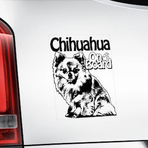 Chihuahua on Board - Car Window Sticker - Dog Sign Cute Gift Idea Art Decal - V02BLK