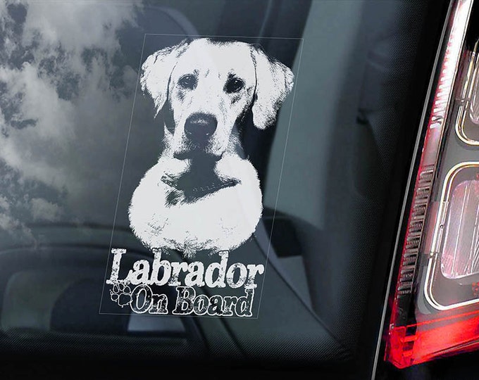 Labrador on Board - Car Window Sticker - Retriever Golden Dog Sign Lab Decal -V11