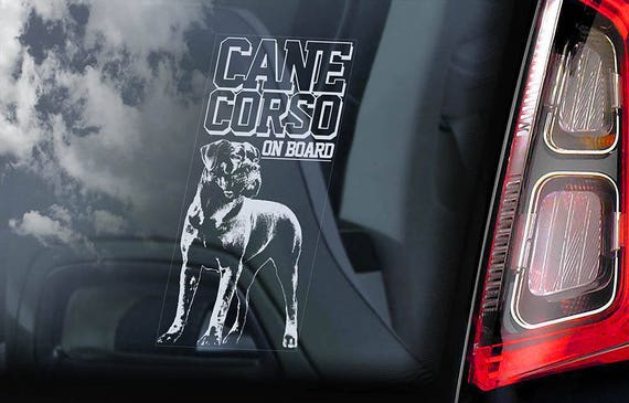 Cane Corso on Board - Car Window Sticker - Beware of the Dog - Italian Mastiff Sign Decal - V09