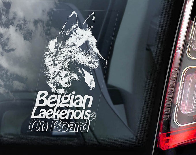 Belgian Laekenois on Board - Car Window Sticker - Shepherd Dog Sign Decal Art Gift - V01