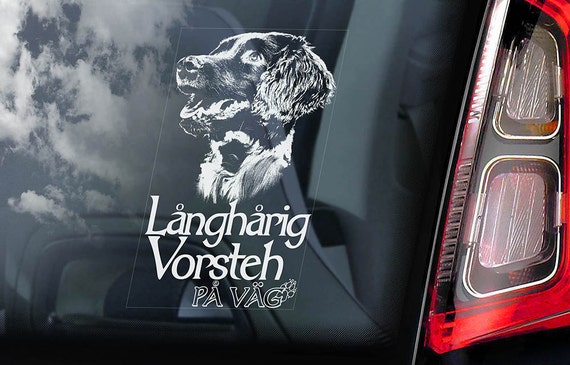 Långhårig Vorsteh on Board - Car Window Sticker - German Longhaired Pointer Dog Sign Decal Art Gift - V01