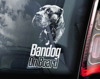 Bandog on Board - Car Window Sticker - Beware of the Dog Bandogge Sign Decal - V01