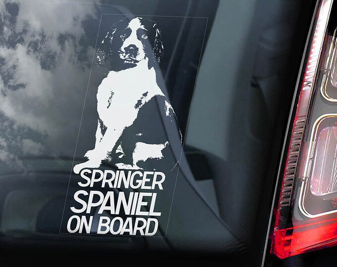 Springer Spaniel on Board - Car Window Sticker - English Dog Sign Decal -V01