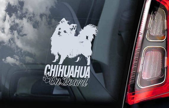 Chihuahua on Board - Car Window Sticker - Dog Sign Cute Gift Idea Art Decal - V07