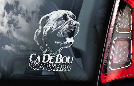 Ca De Bou on Board - Car Window Sticker -  Perro de Presa Mallorquin Mastiff Dog Sign Decal - V02