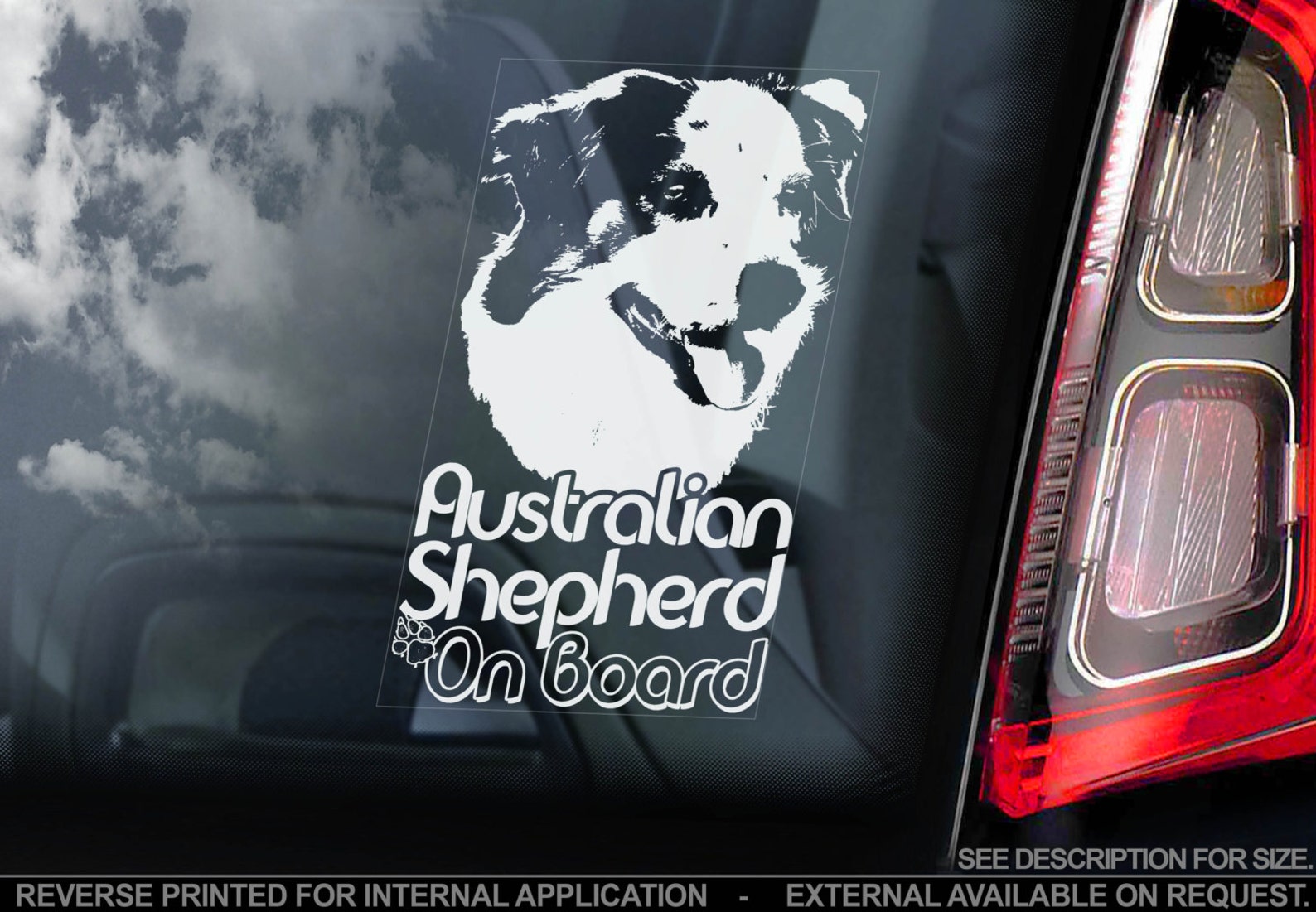 Australian Shepherd on Board - Car Window Sticker - Aussie Dog Sign ...