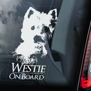 ウェスティ - 車の窓用ステッカー - 犬が車に乗っているサイン - デカール ウエストハイランドホワイトテリア - V01