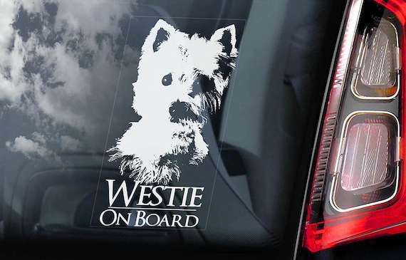 Westie - Car Window Sticker - Dog on Board Sign - Decal West Highland White Terrier -V01