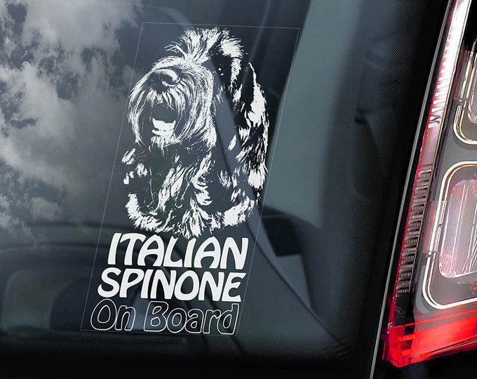 Italian Spinone on Board  - Car Window Sticker - Italiano Wire-haired Pointer Dog Sign Decal  -V01