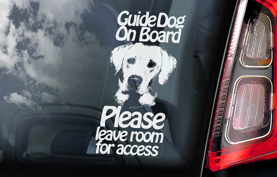 Guide Dog on Board - Car Window Sticker - Labrador Retriever Sight Assistance Dog Sign Decal - V01