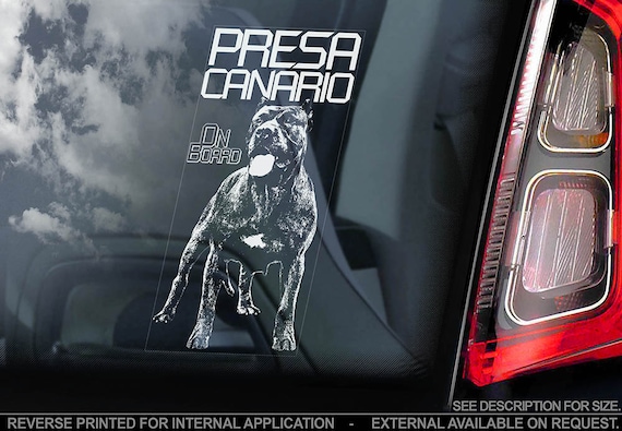 Presa Canario on Board - Car Window Sticker - Dogo Canary Mastiff Dog Sign Decal - V01