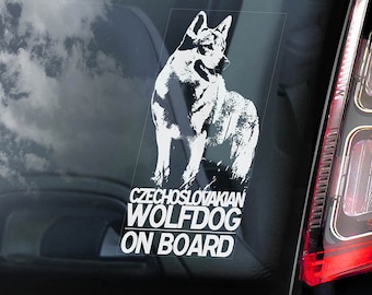 Czechoslovakian Wolfdog on Board - Car Window Sticker - Vlcak Cane Lupo Cecoslovacco Sign Decal - V01