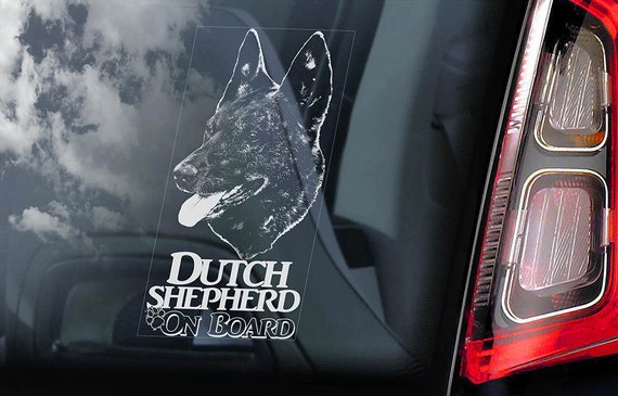 Dutch Shepherd on Board - Car Window Sticker - Hollandse Herder Dog Sign Gift Decal - V03