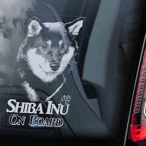 Shiba Inu on Board - Car Window Sticker - Japanese Ken Dog Sign Decal Sign - V03