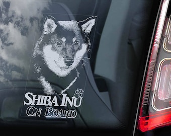 Shiba Inu on Board - Car Window Sticker - Japanese Ken Dog Sign Decal Sign - V03