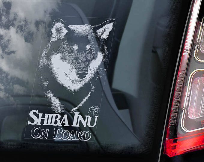 Shiba Inu on Board - Car Window Sticker - Japanese Ken Dog Sign Decal Sign - V03