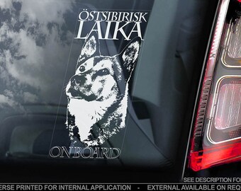 Ostsibirisk Laika on Board - Naklejka na szybę samochodu - Naklejka na znak Östsibirisk Dog - V01